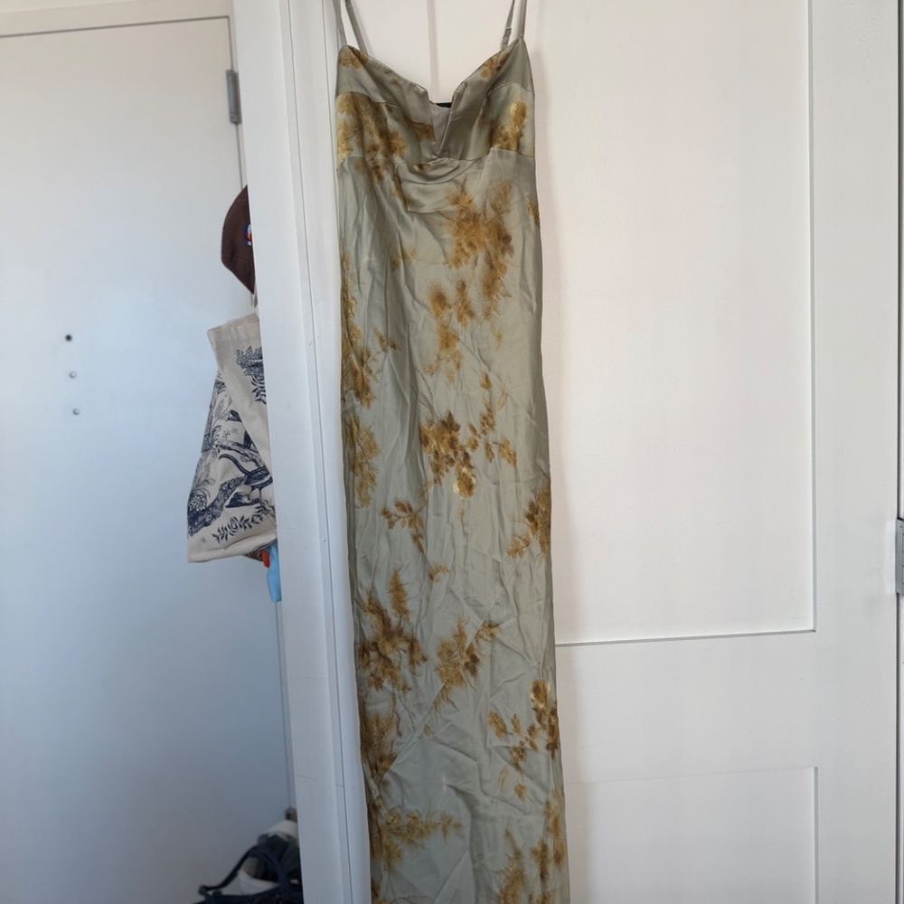 Reformation Brie Silk Dress Golden Hour - Picture 6 of 6